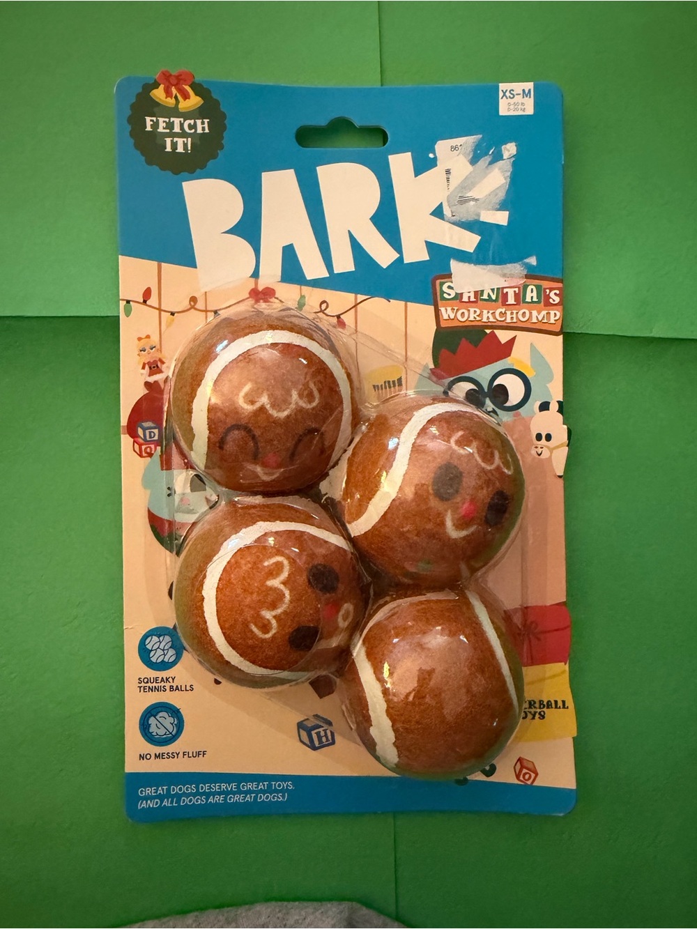 BARK Gingerbread Squeaky Tennis Balls - Brown & White